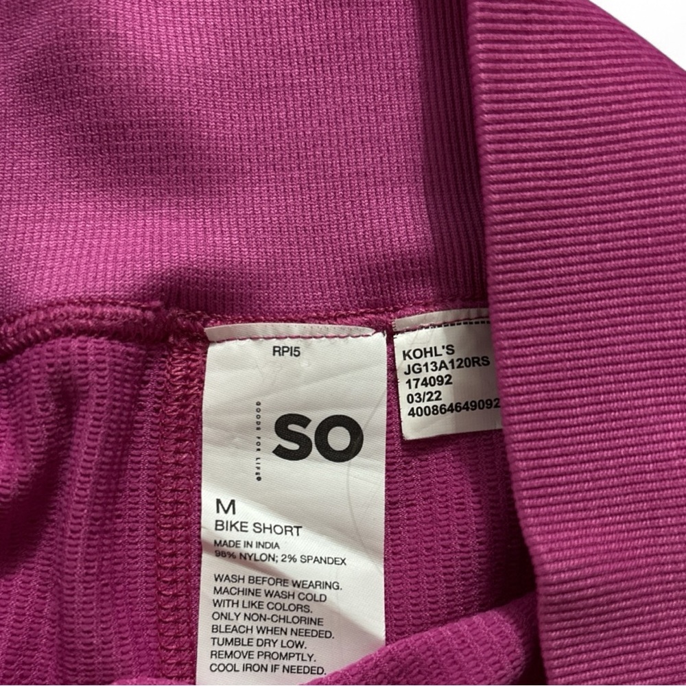 SO Magenta Ribbed Bike Shorts Medium 5” Inseam NWOT - Picture 2 of 2